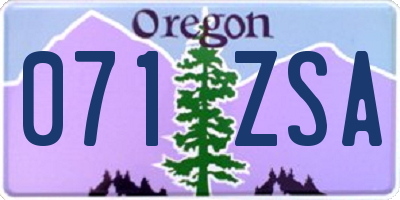 OR license plate 071ZSA
