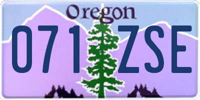 OR license plate 071ZSE