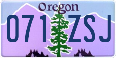 OR license plate 071ZSJ