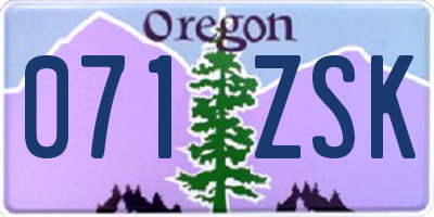 OR license plate 071ZSK