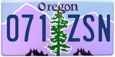 OR license plate 071ZSN