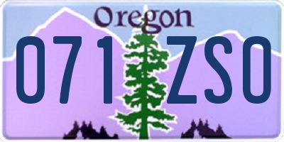 OR license plate 071ZSO