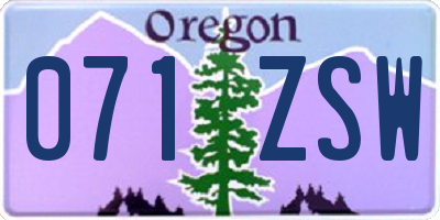 OR license plate 071ZSW