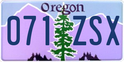 OR license plate 071ZSX