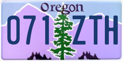 OR license plate 071ZTH
