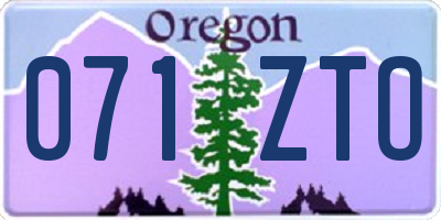 OR license plate 071ZTO