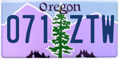 OR license plate 071ZTW