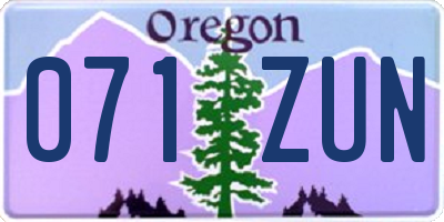 OR license plate 071ZUN