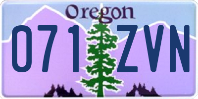 OR license plate 071ZVN
