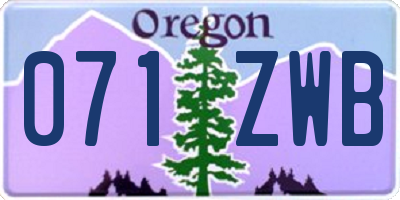 OR license plate 071ZWB