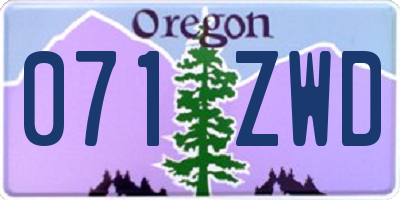 OR license plate 071ZWD
