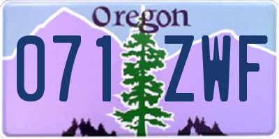 OR license plate 071ZWF