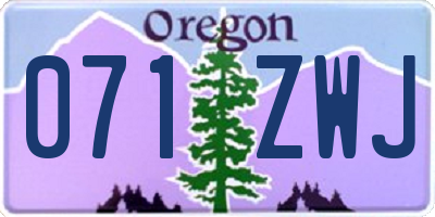 OR license plate 071ZWJ