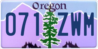OR license plate 071ZWM