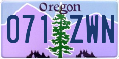 OR license plate 071ZWN