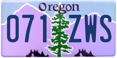 OR license plate 071ZWS