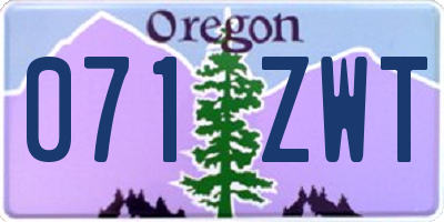 OR license plate 071ZWT