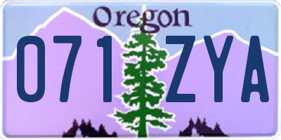 OR license plate 071ZYA