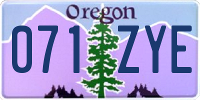 OR license plate 071ZYE