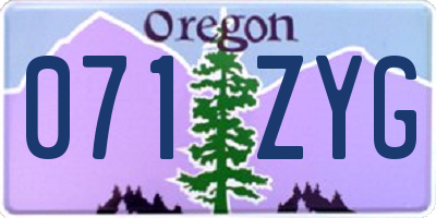 OR license plate 071ZYG
