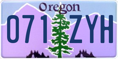 OR license plate 071ZYH