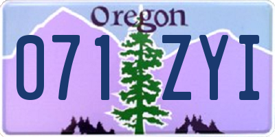 OR license plate 071ZYI