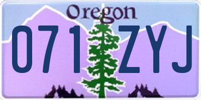 OR license plate 071ZYJ