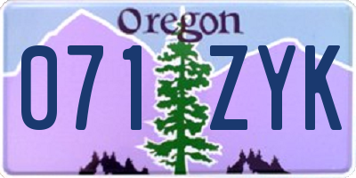 OR license plate 071ZYK