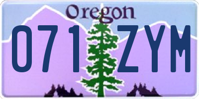 OR license plate 071ZYM