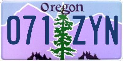 OR license plate 071ZYN