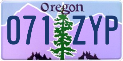 OR license plate 071ZYP