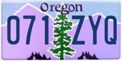 OR license plate 071ZYQ