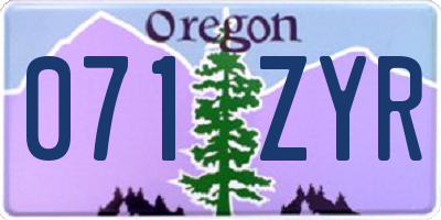 OR license plate 071ZYR