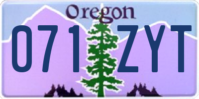OR license plate 071ZYT