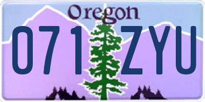 OR license plate 071ZYU