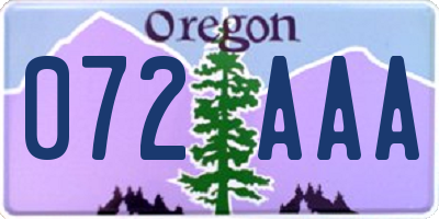 OR license plate 072AAA