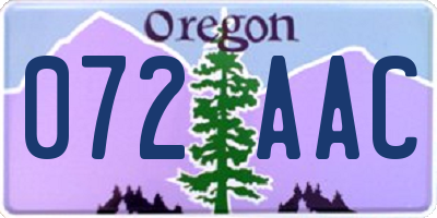 OR license plate 072AAC