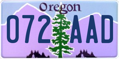 OR license plate 072AAD