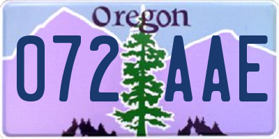 OR license plate 072AAE