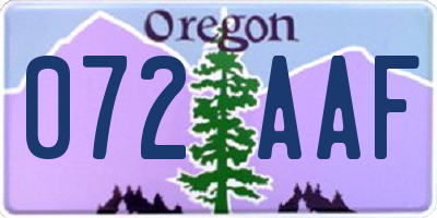 OR license plate 072AAF