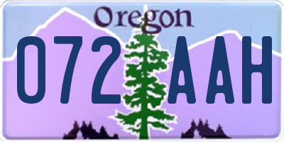 OR license plate 072AAH