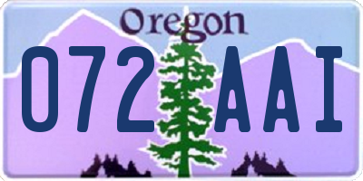 OR license plate 072AAI