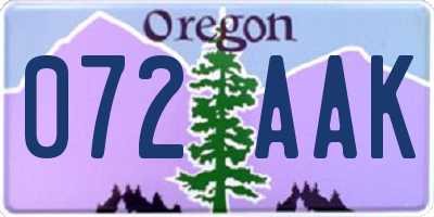 OR license plate 072AAK