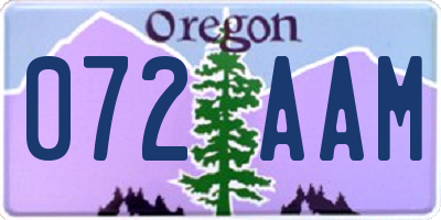OR license plate 072AAM