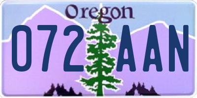 OR license plate 072AAN
