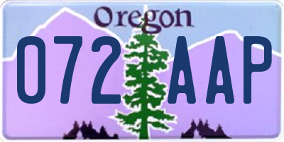 OR license plate 072AAP