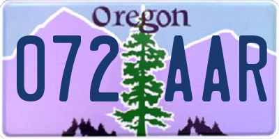 OR license plate 072AAR