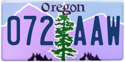 OR license plate 072AAW