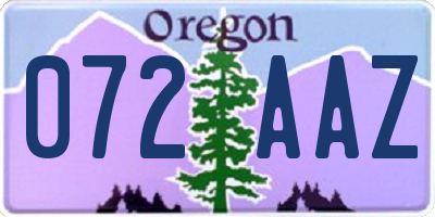 OR license plate 072AAZ