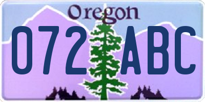OR license plate 072ABC